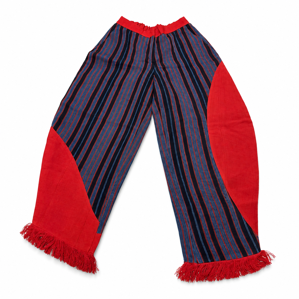 Artisanal Barrel Trousers: Hand-Loomed ASO OKÉ & Denim Fusion