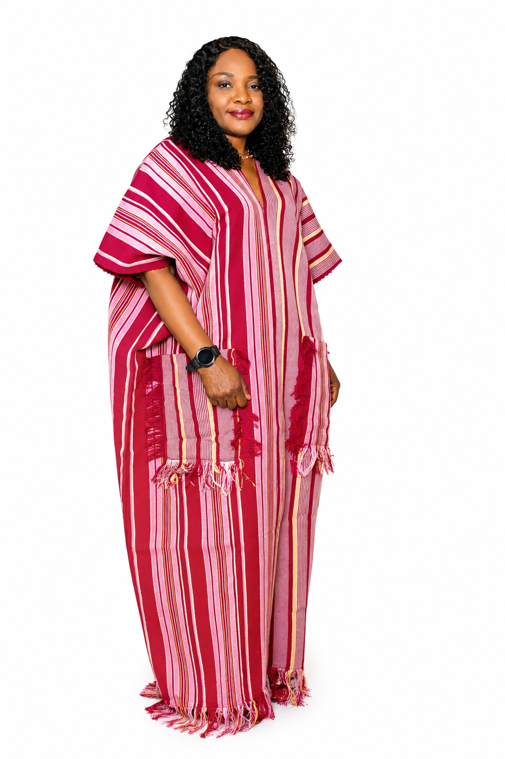Aso-Oke Bubu with Fringe Pocket Detail