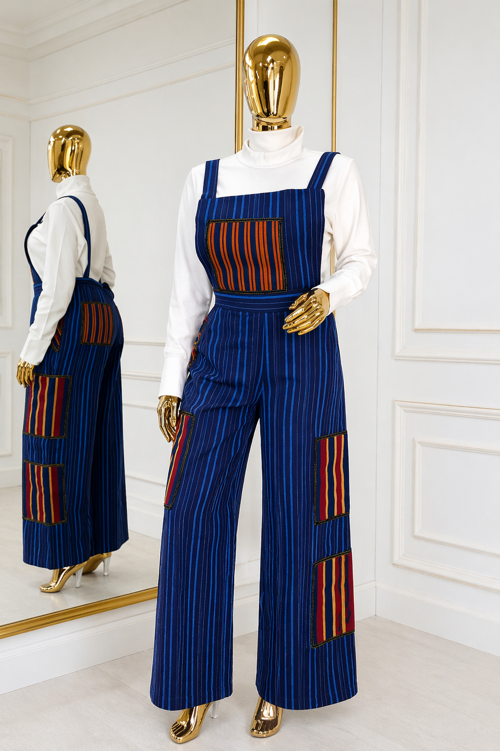 Aso-Oke Patch Overall (Dungaree Style)