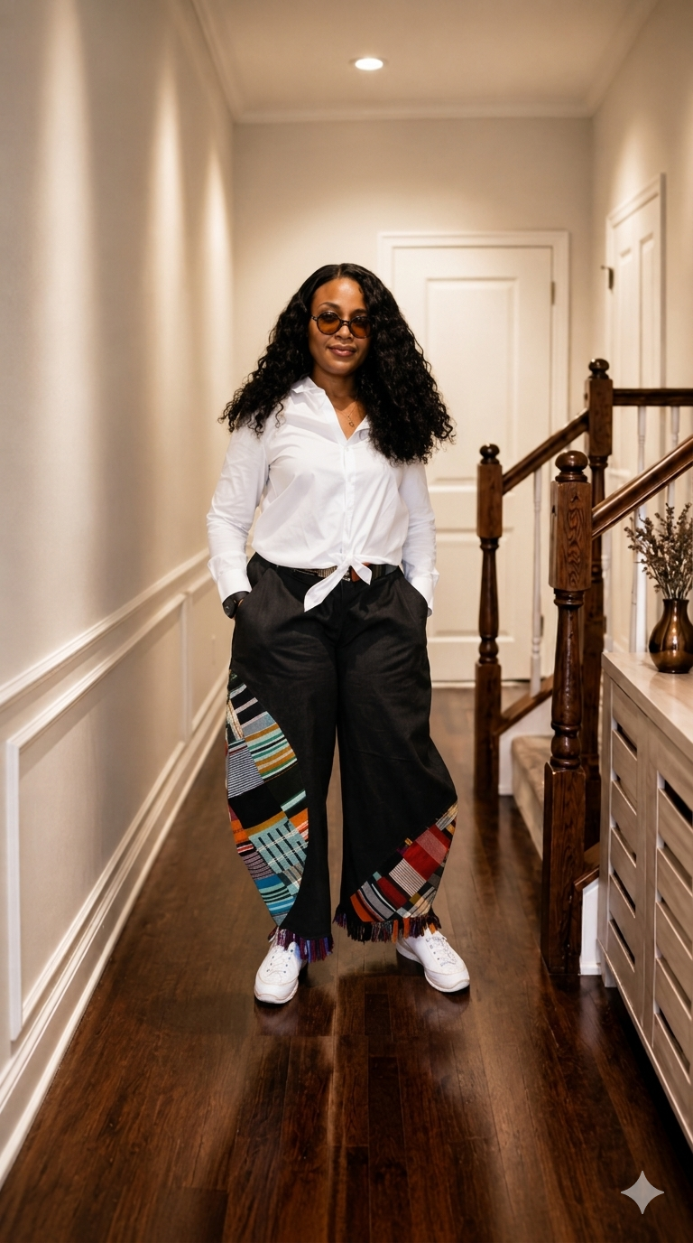 Artisanal Barrel Trousers: Hand-Loomed ASO OKÉ & Denim Fusion