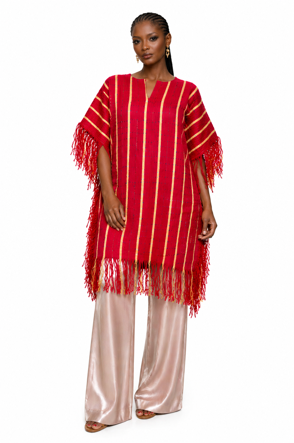 Ijawu Aso-Oke Fringe Tunic Set – Choice of Palazzo Pants