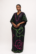 Luxury Taffeta Silk Bubu with Embroidered Spiral Design