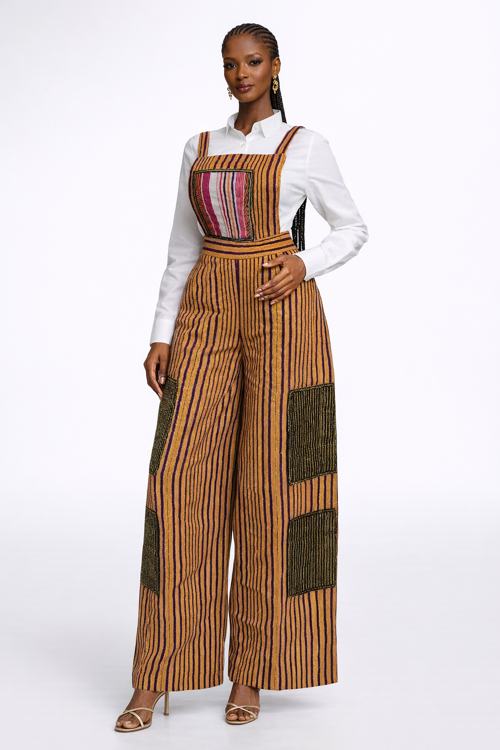 Aso-Oke Patch Overall (Dungaree Style)
