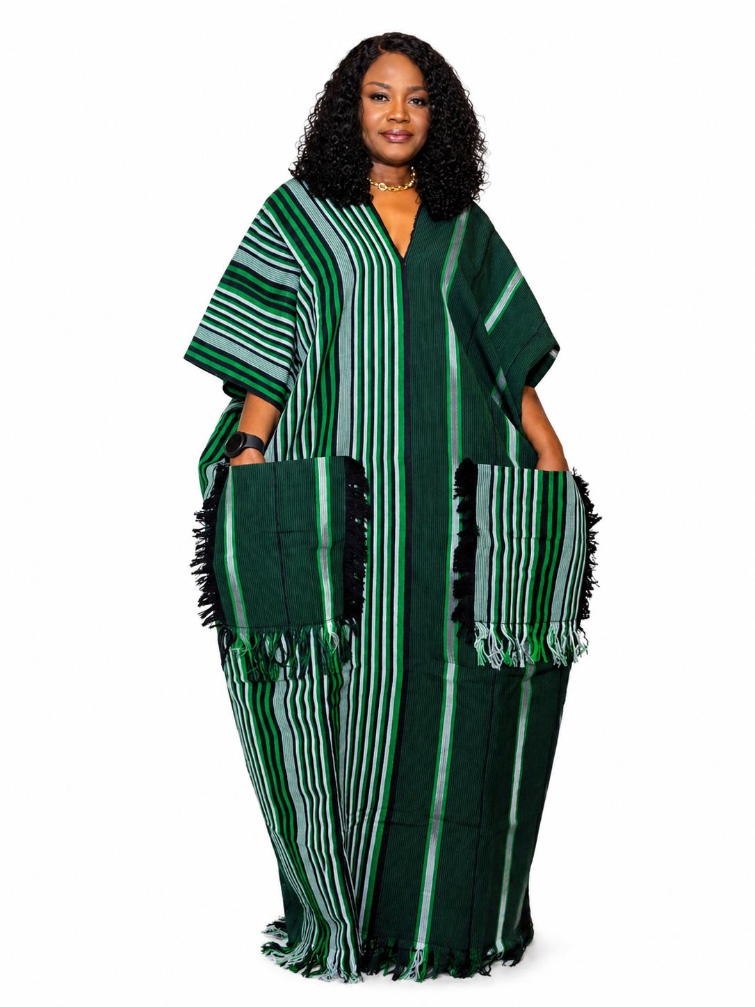 Aso-Oke Bubu with Fringe Pocket Detail