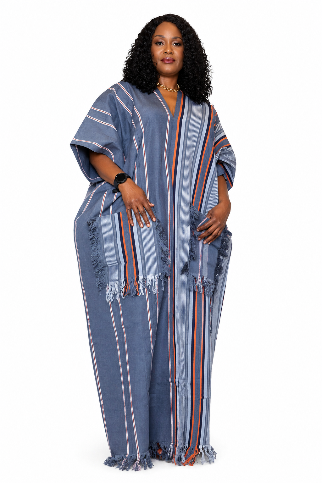 Aso-Oke Bubu with Fringe Pocket Detail