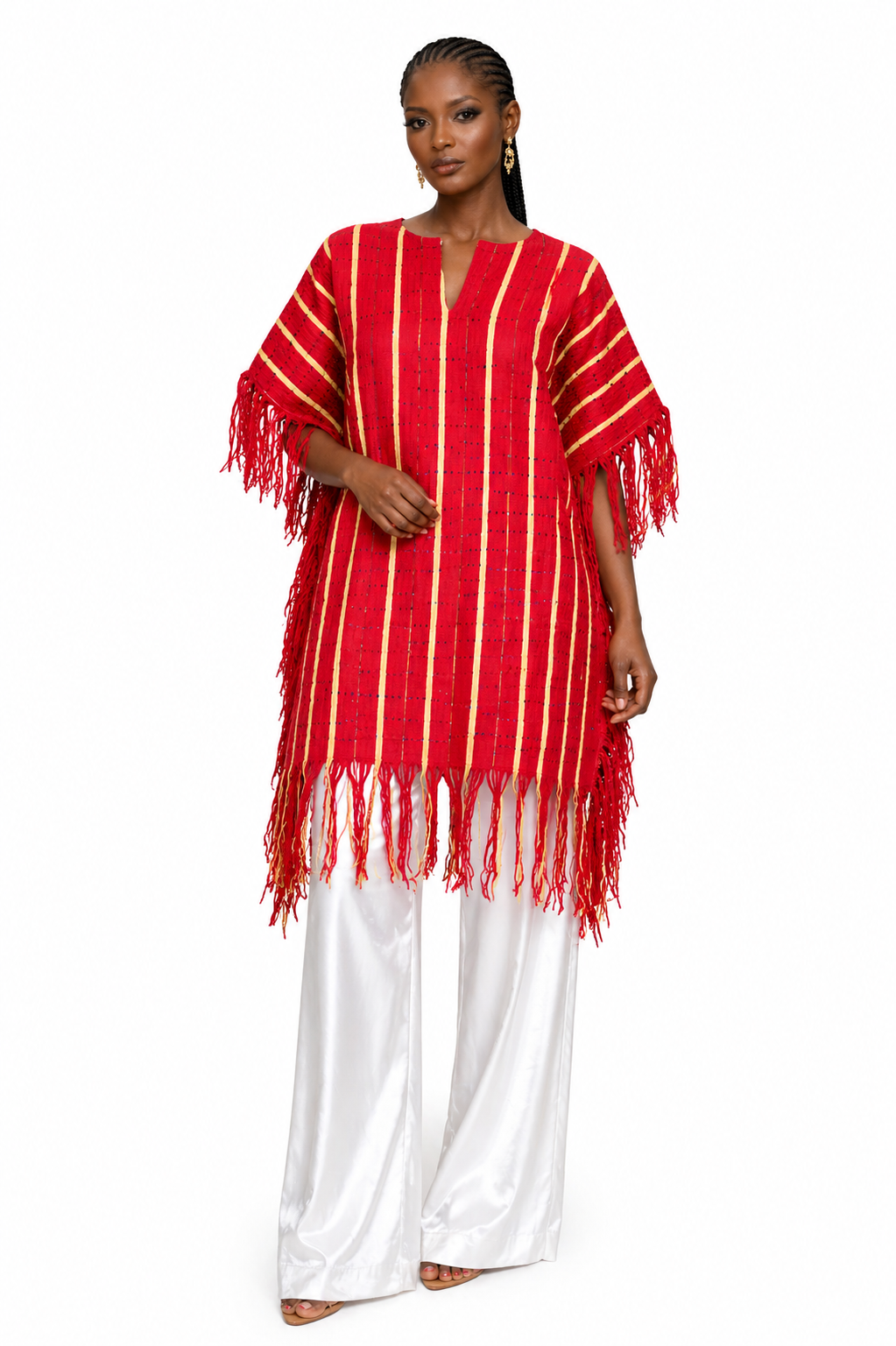 Ijawu Aso-Oke Fringe Tunic Set – Choice of Palazzo Pants