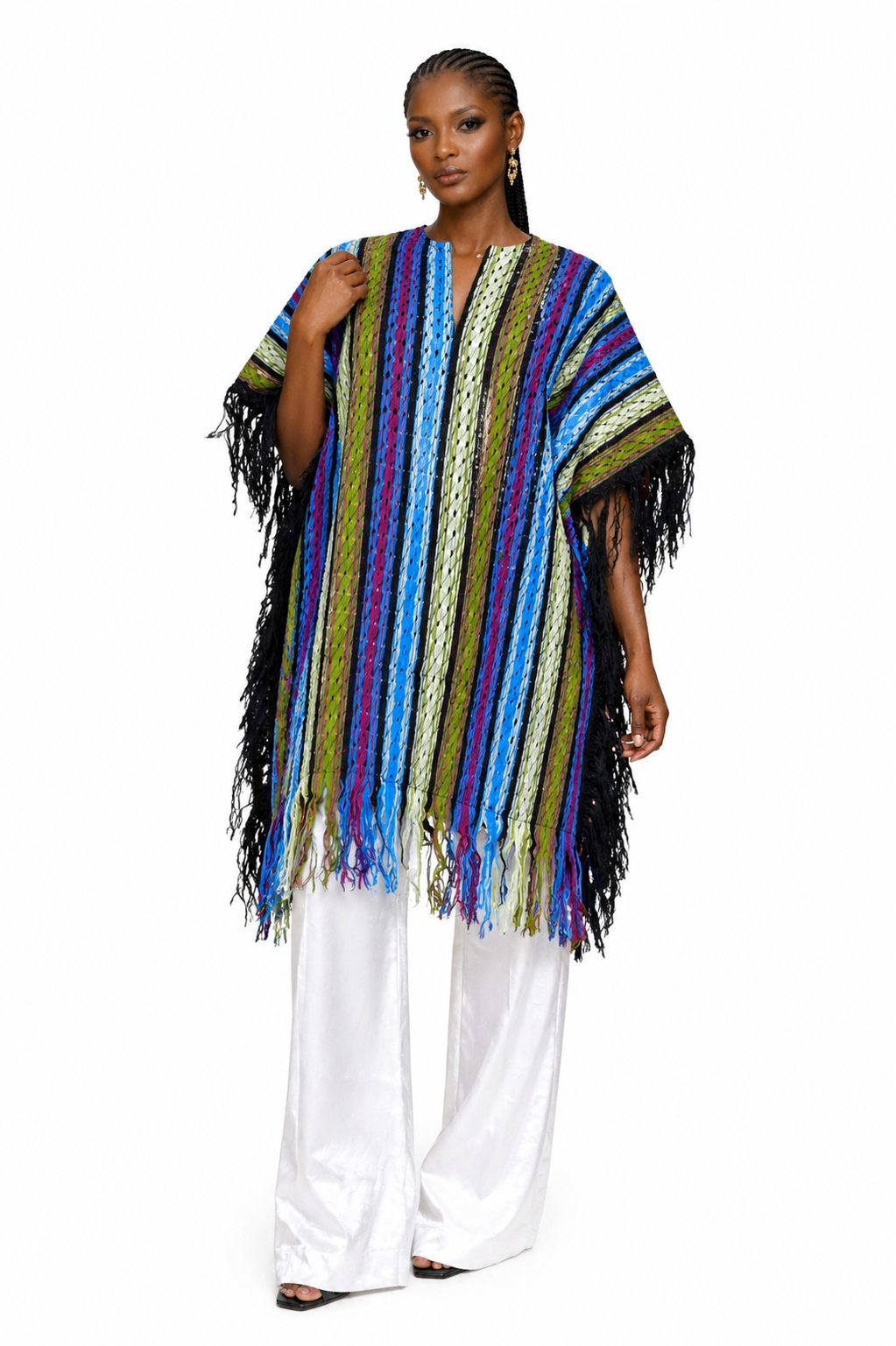 Ijawu Aso-Oke Fringe Tunic Set – Choice of Palazzo Pants
