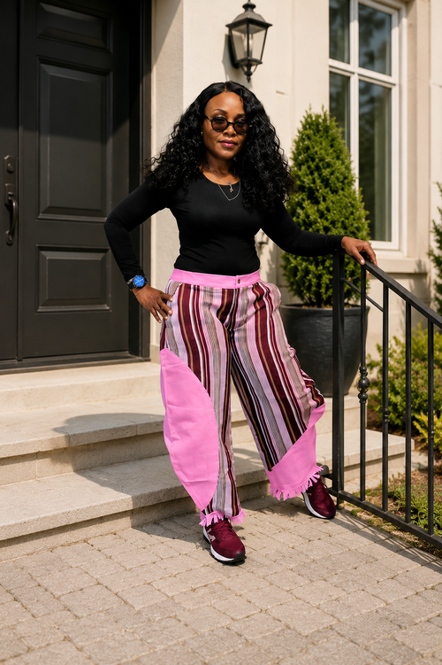 Artisanal Barrel Trousers: Hand-Loomed ASO OKÉ & Denim Fusion