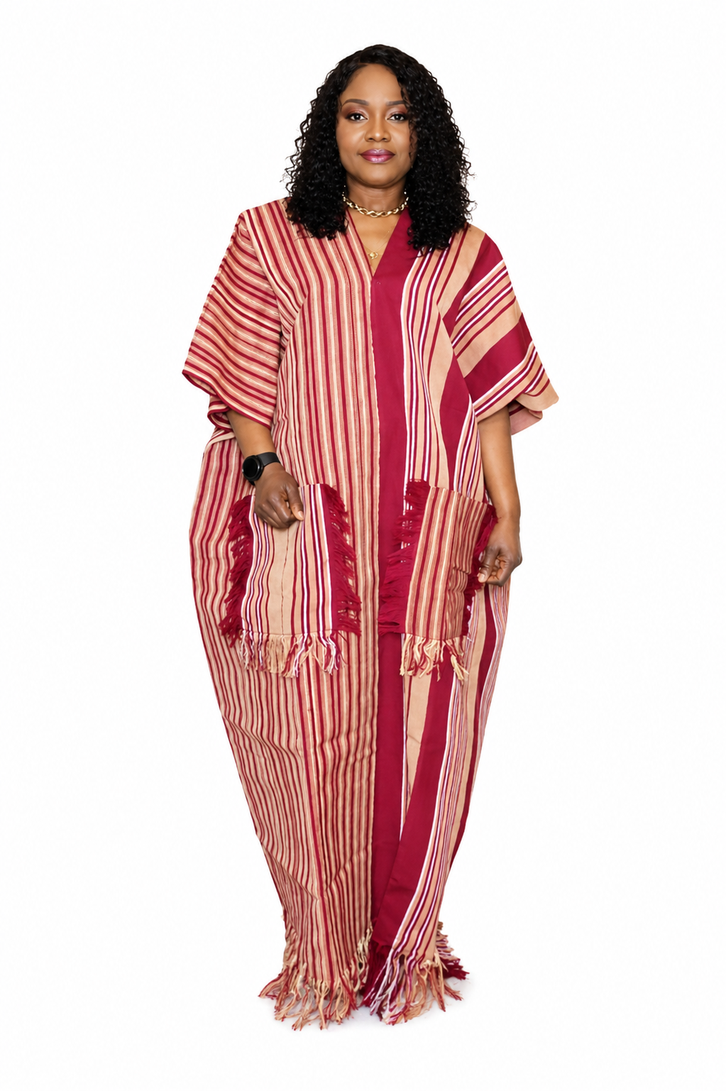 Aso-Oke Bubu with Fringe Pocket Detail