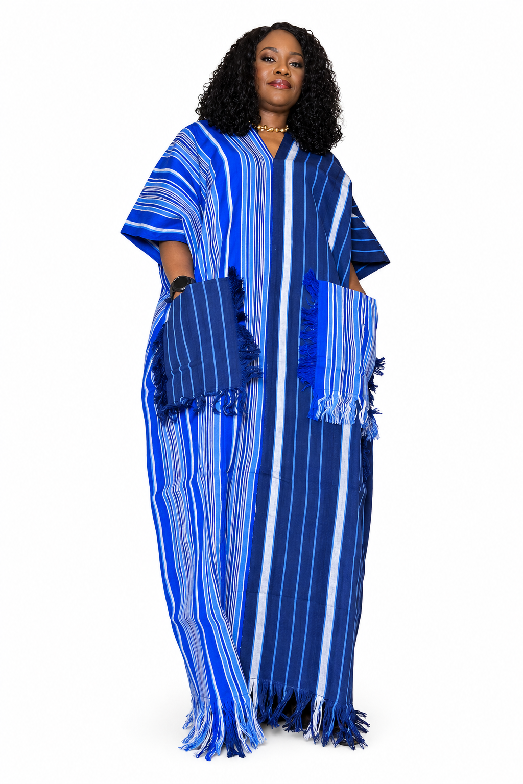 Aso-Oke Bubu with Fringe Pocket Detail