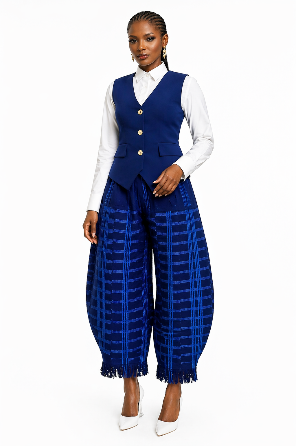 Aso-oke Waistcoat & Barrel Pants Set