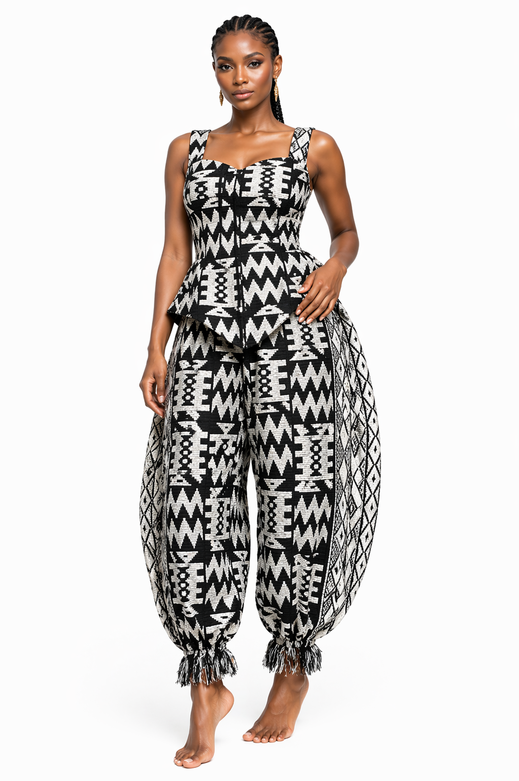Akwete Peplum Set – Barrel Pants