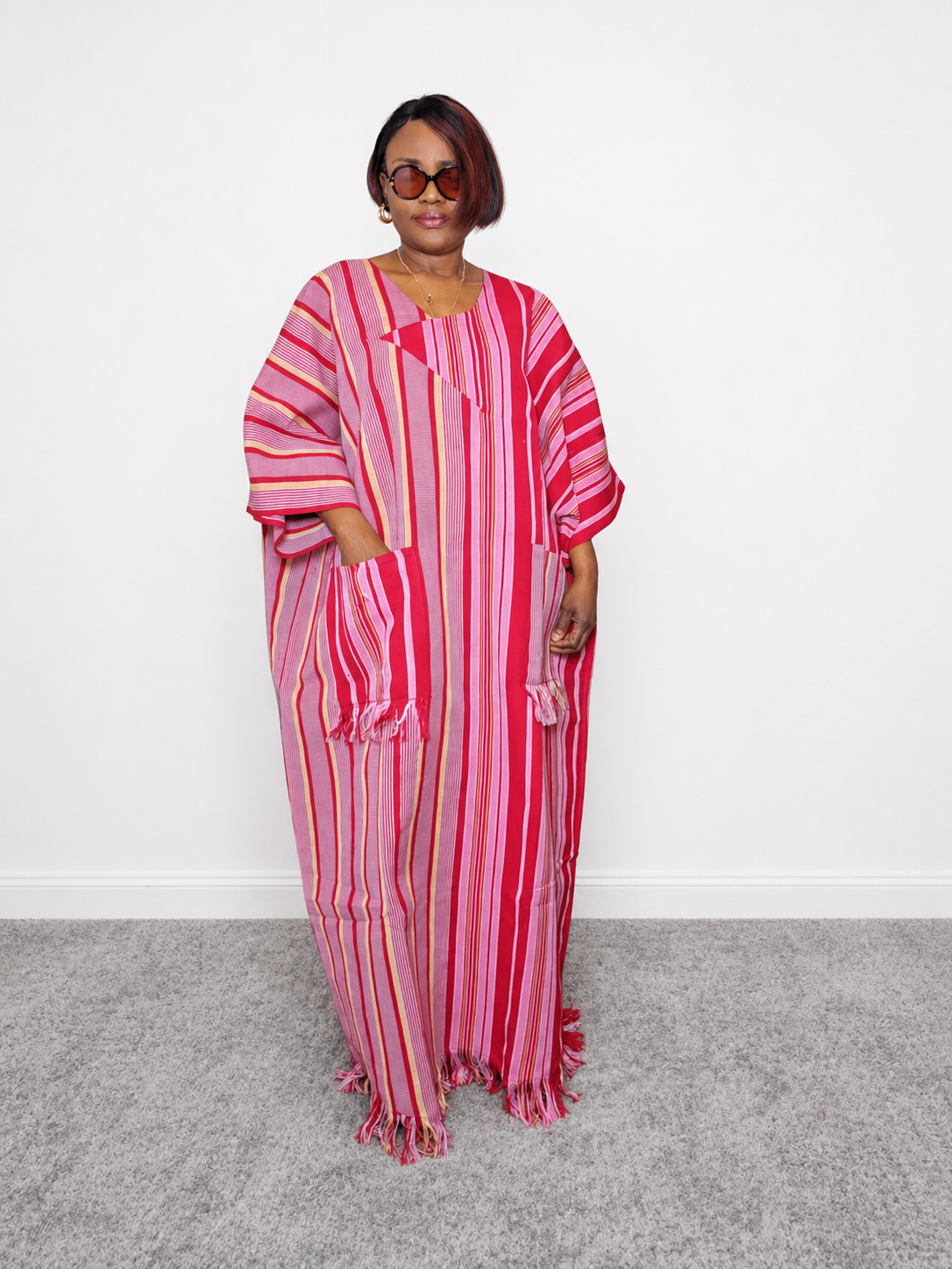 Double-Weave Aso-Oke Boubou – Triangle Neck Detail