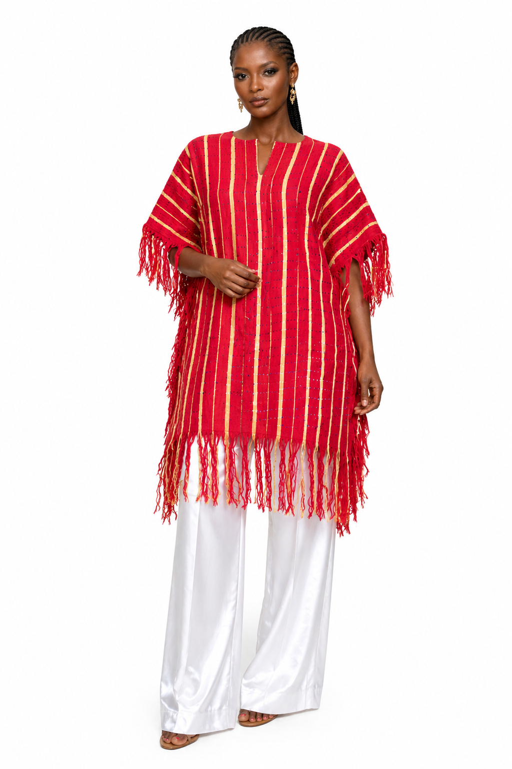 Ijawu Aso-Oke Fringe Tunic Set – Choice of Palazzo Pants