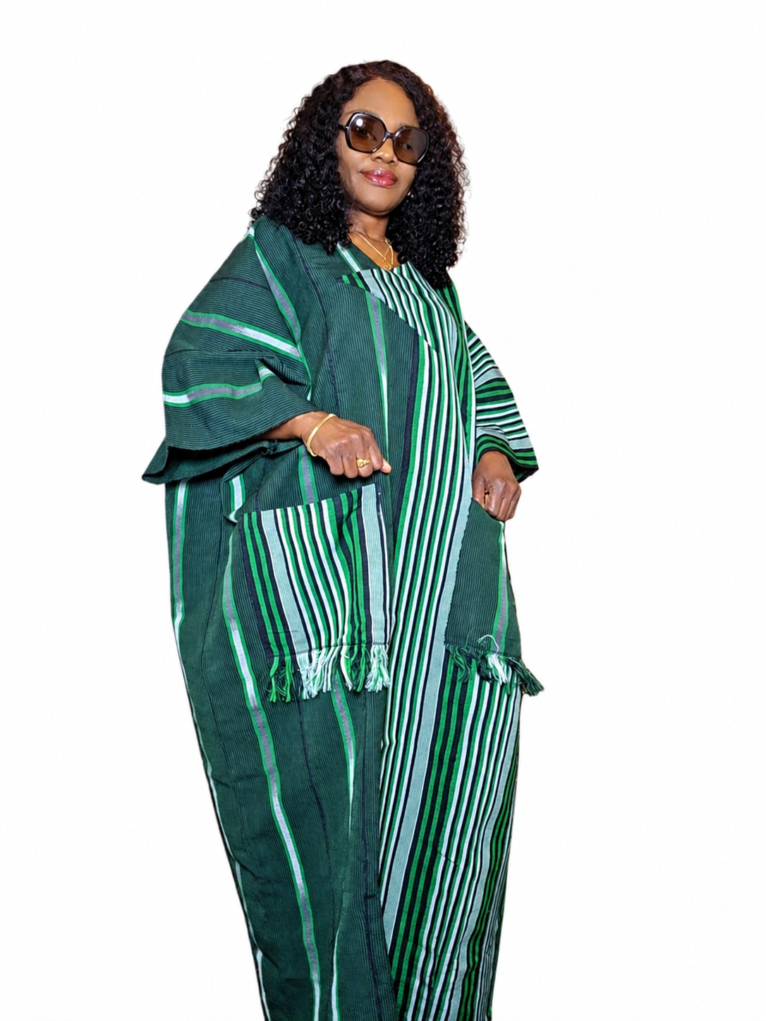 Double-Weave Aso-Oke Boubou – Triangle Neck Detail